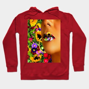 Lips in Multiflower Hoodie